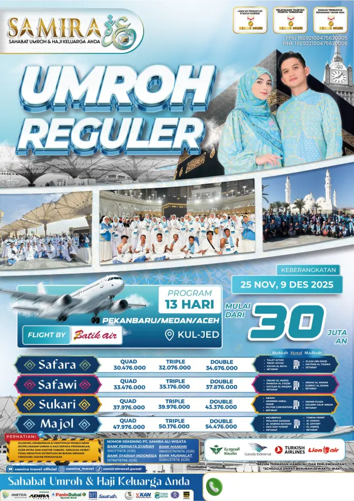 Paket dan Biaya Umrah Samira Travel